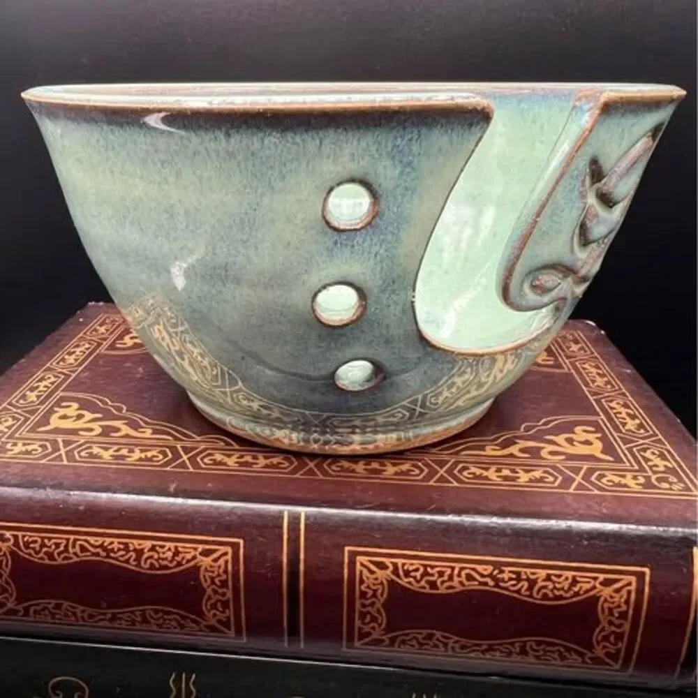 Pottery Yarn Bowl for Knitting, Crochet Ball Holder Glazed